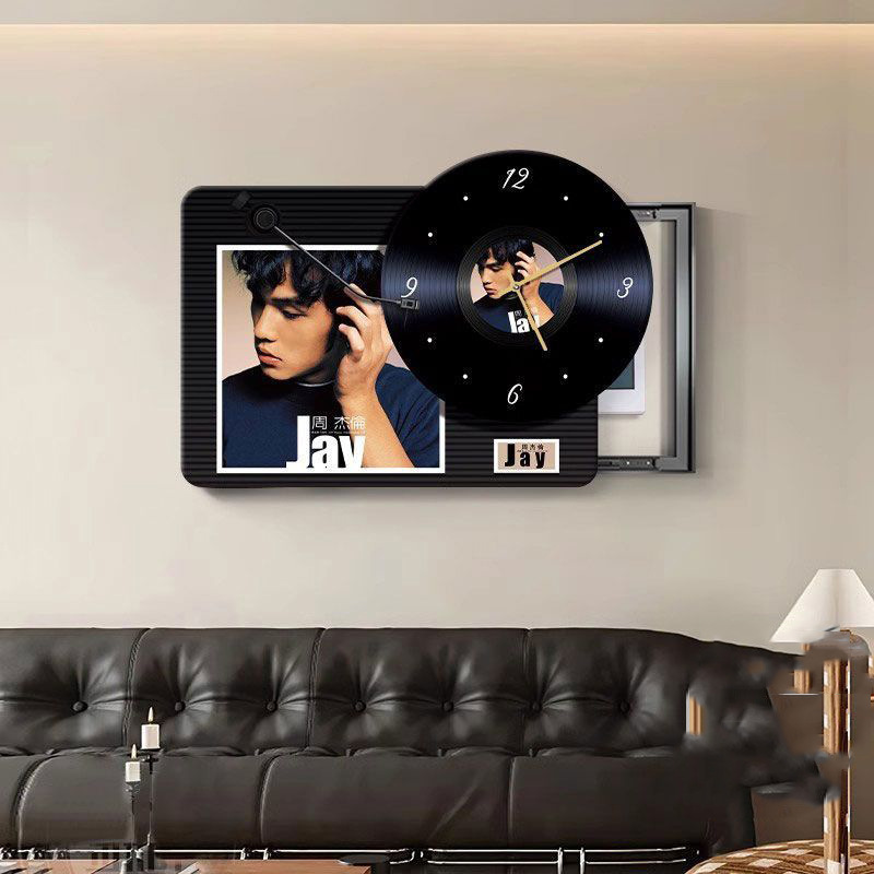 周杰伦JAY电表箱装饰画现代复古高级感带钟表强弱配电箱遮挡挂画|undefined