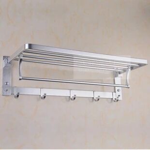 Folding Bathroom Storage Rack Without Punching Space Aluminum Towel Rack Bathroom Wall-Mounted Towel Rack Storage Rack