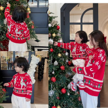 特别不一样亲子装2023新款秋季一家三口母女母子姐弟高级圣诞毛衣