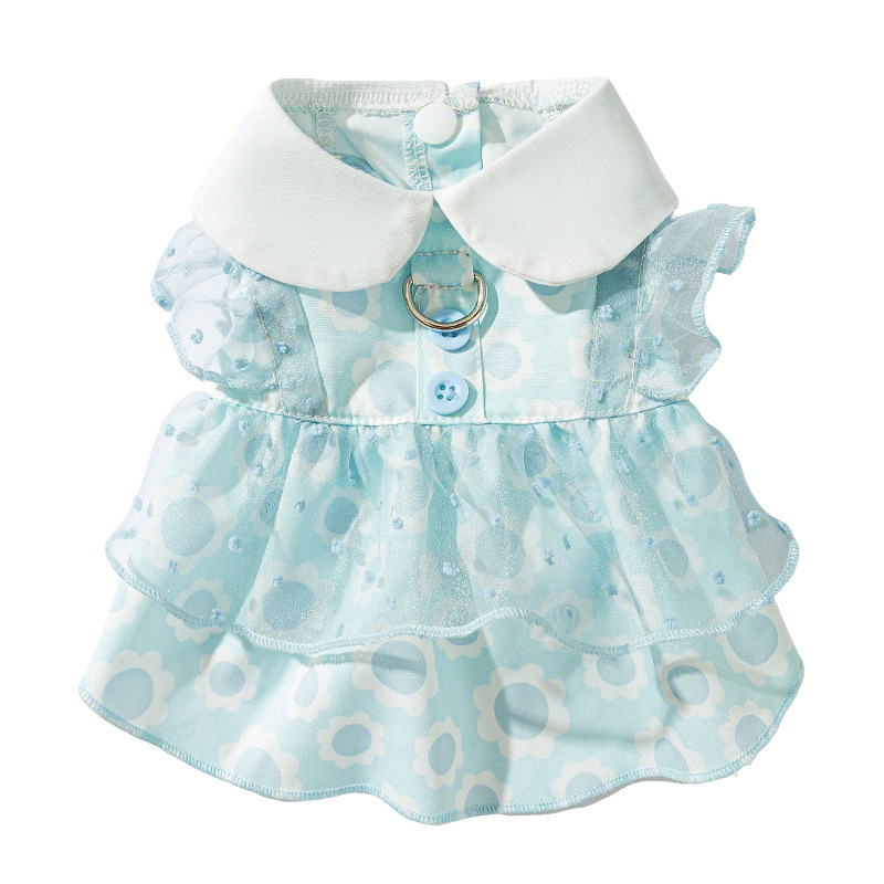 Perro primavera y verano princesa dama encaje vestido de punto ondulado vestido de gato vestido delgado mascota ropa de perro