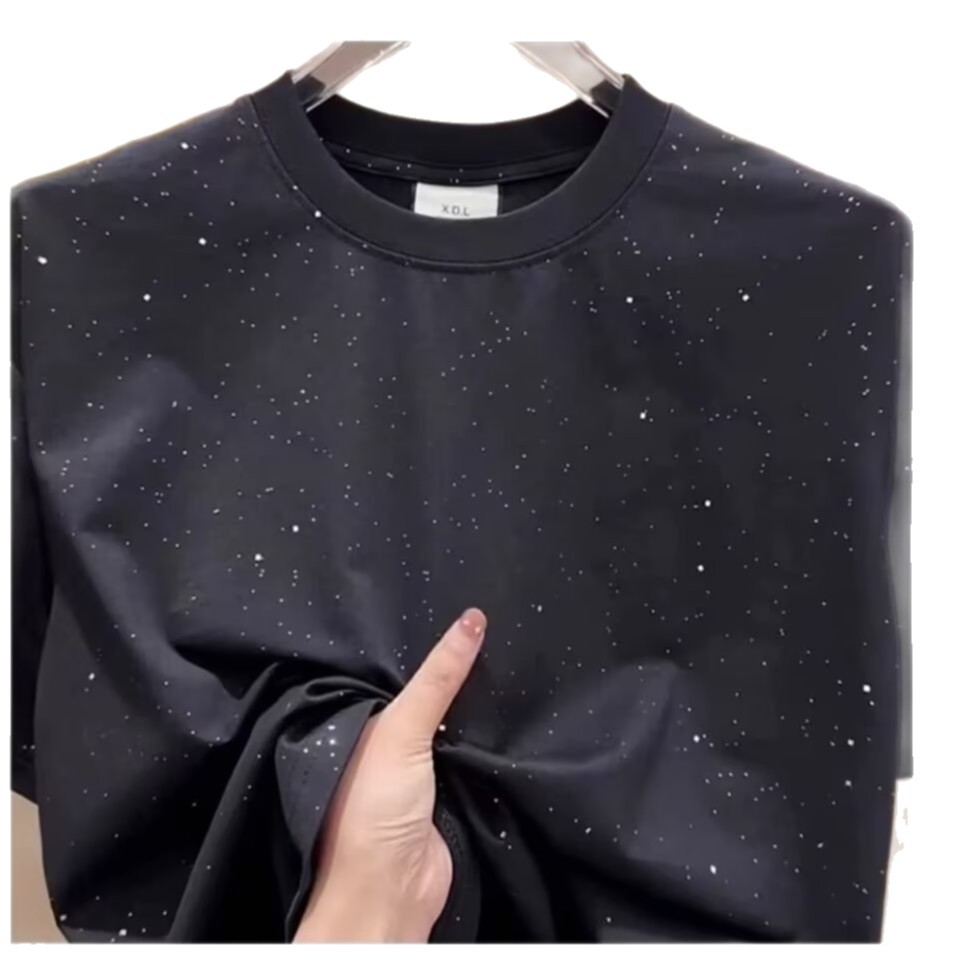 Verano de moda europea en la marca de moda 2026 nuevo hombre camiseta de manga corta con sequillas