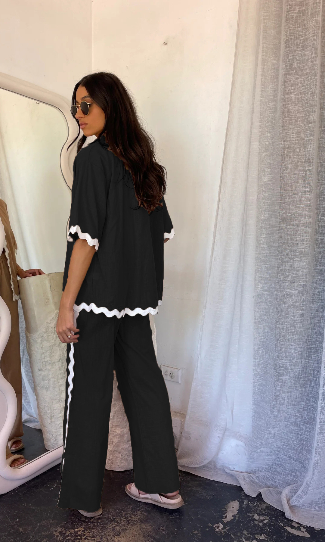Täglich Frau Einfacher Stil Einfarbig Polyester Hosen-Sets Hosen-Sets display picture 8