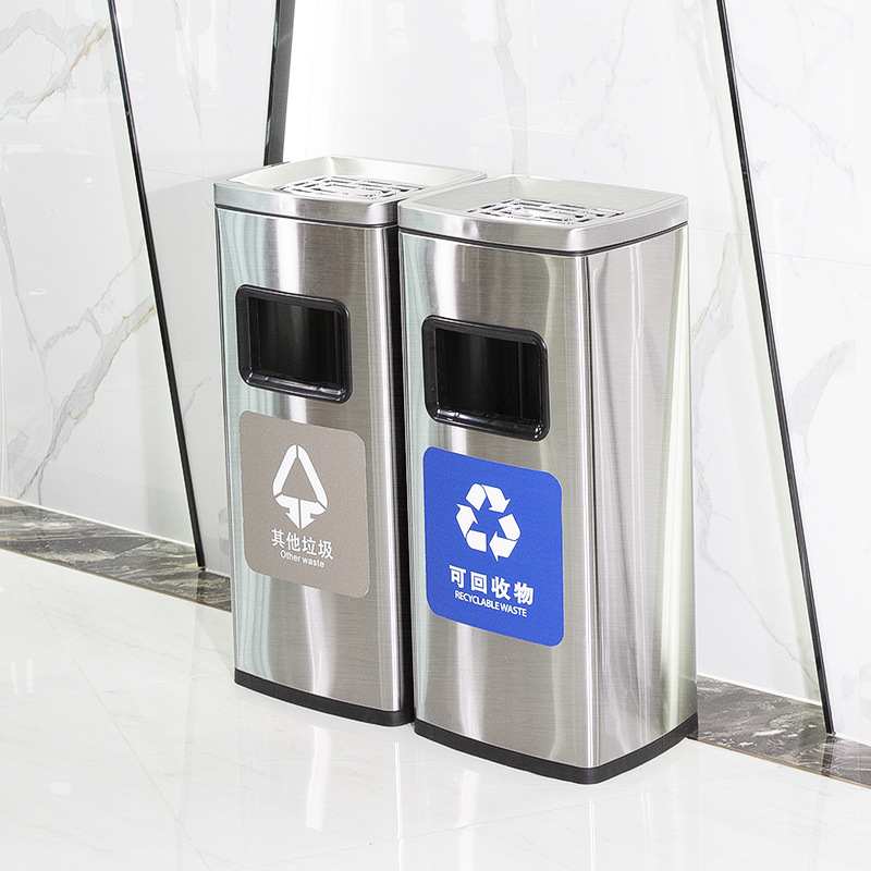 Clasificación comercial basura de acero inoxidable gran oficina gran capacidad vestíbulo del hotel con tapa