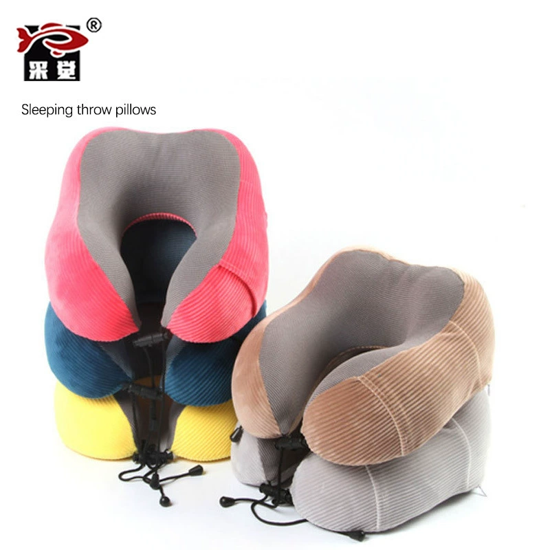 Amazon Магнитная ткань в полоску U-образная подушка Защита шеи Подушка для шеи Пена с эффектом памяти U-образная дорожная подушка Подушка для обеда в наличии Оптовая продажа