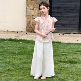 女童夏装套装2026新款夏季儿童汉服两件套女孩新中式国风唐装大童