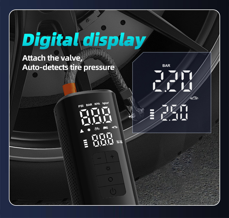 Cross-border wireless smart car air pump with power bank, large-capacity multifunctional inflator with automatic stop