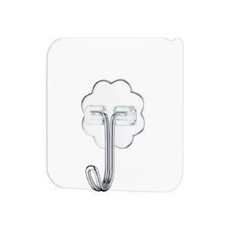Paper wash towel hook double hook powerful hole-free sticky hook clothes bathroom transparent wholesale wall-mounted storage