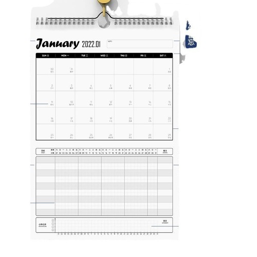 Calendar  Home Self-Discipline Check-in  Year of the Tiger Creative Wall-Hung Large Planner Notebook Calendar