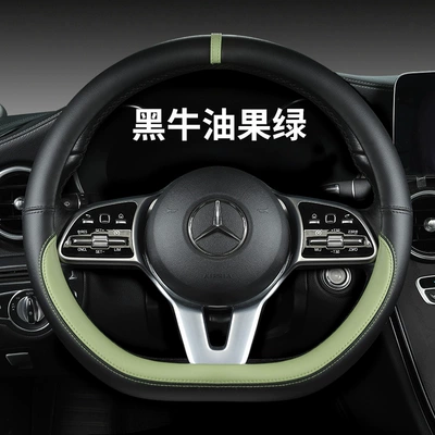 Steering wheel cover – full Napa black - black-avocado-green-d-36cm