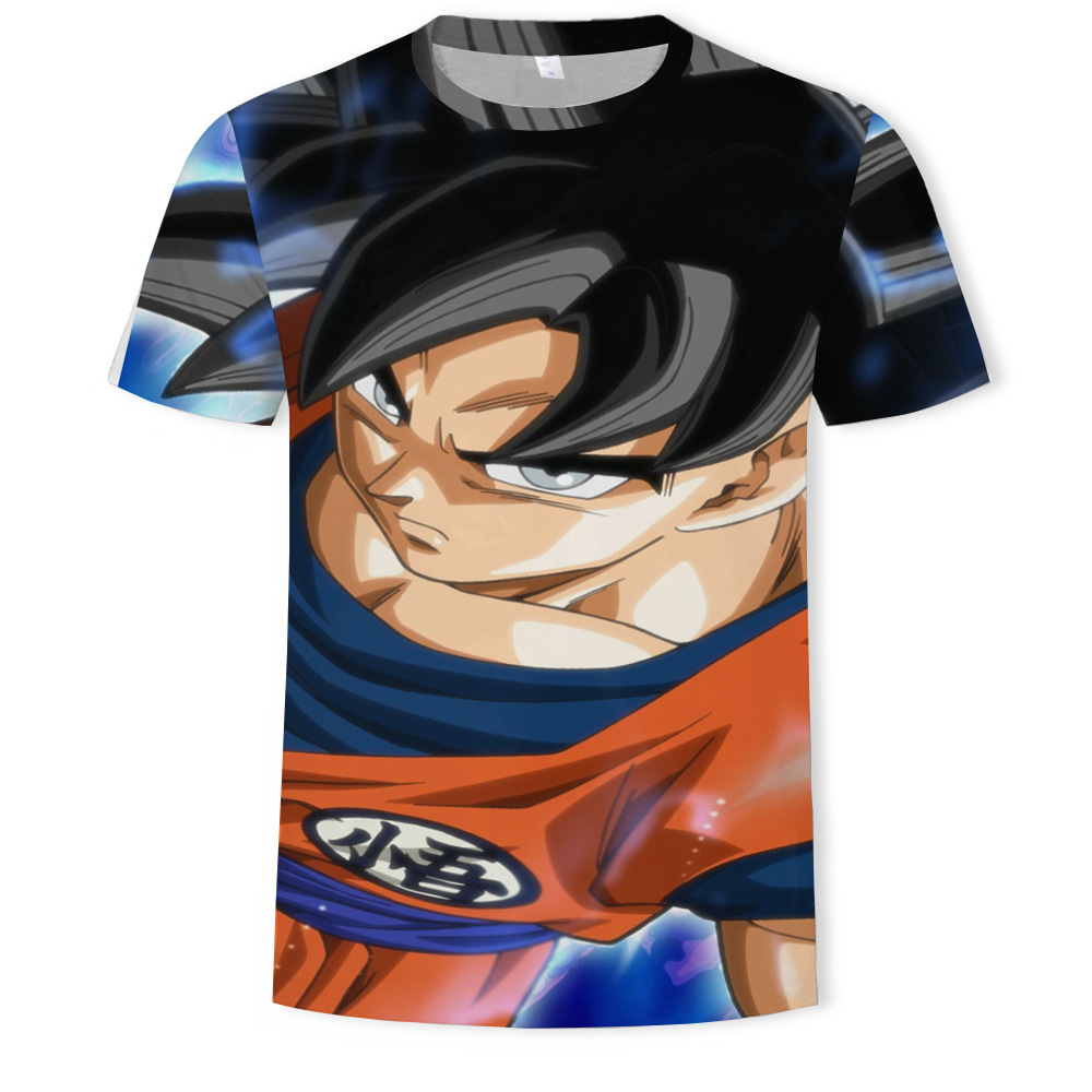Nuevo producto AliExpress estilo explosivo tendencia super fuego anime serie Dragon Ball camiseta hombre impresión digital 3D dibujos animados europeos y americanos