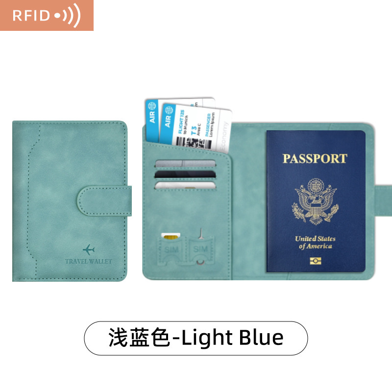 跨境新款RFID护照夹出国旅行pu皮革护照包韩版搭扣护照本保护套|undefined
