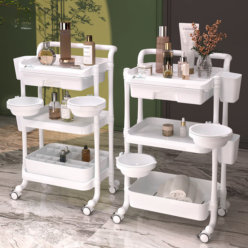 美容美发美甲小推车美容院仪器工具车置物架高档可移动三层带抽屉