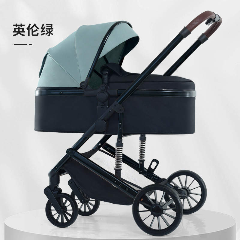 Personalizado alto paisaje cochecito de bebé se puede sentar y acostarse plegable cuatro estaciones cochecito de bebé universal cuatro ruedas antichoque coche bb