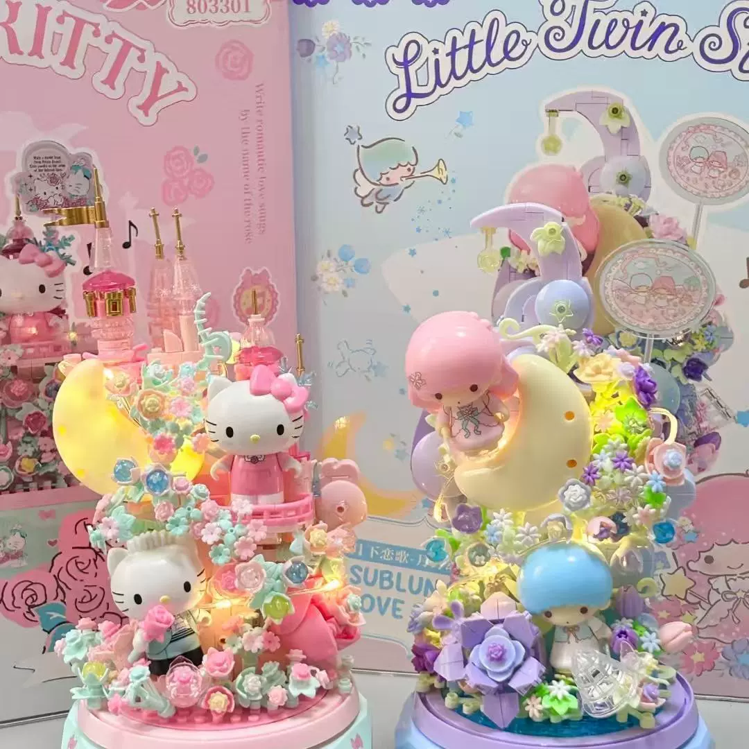 月光社 Sanrio Hello Kitty, игрушка-музыкальная шкатулка-конструктор, подарок для девочки