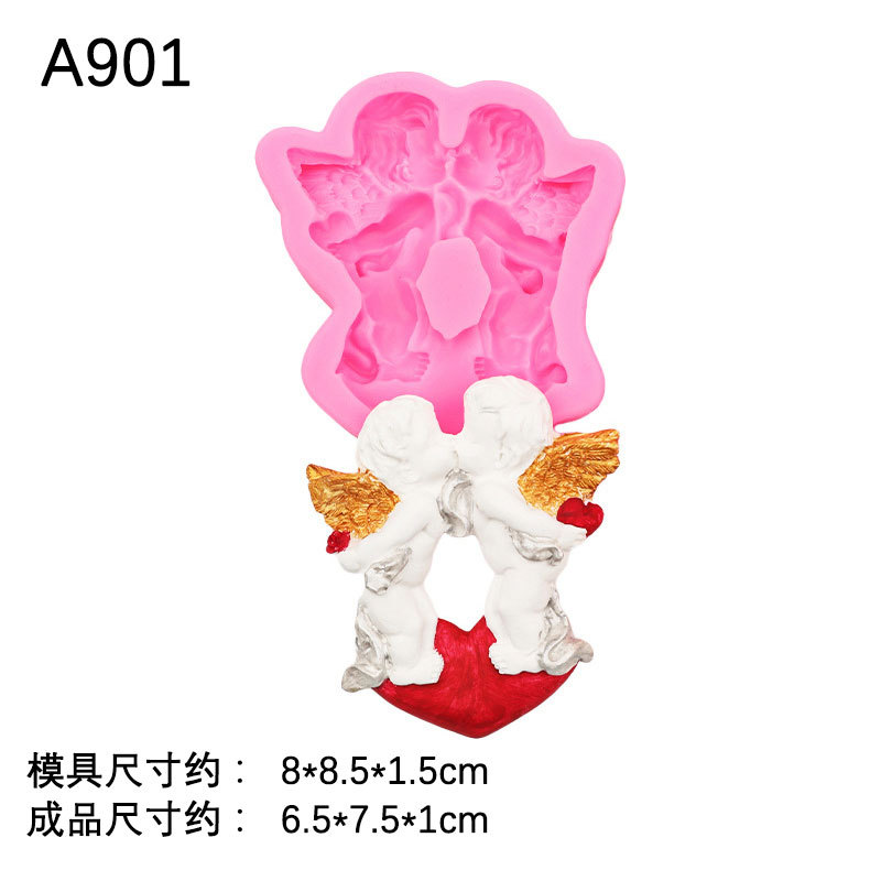 Ángel de estilo europeo marco de fotos de silicona molde Ángel pastel decoración Cupido chocolate DIY hornear pastel de fondant