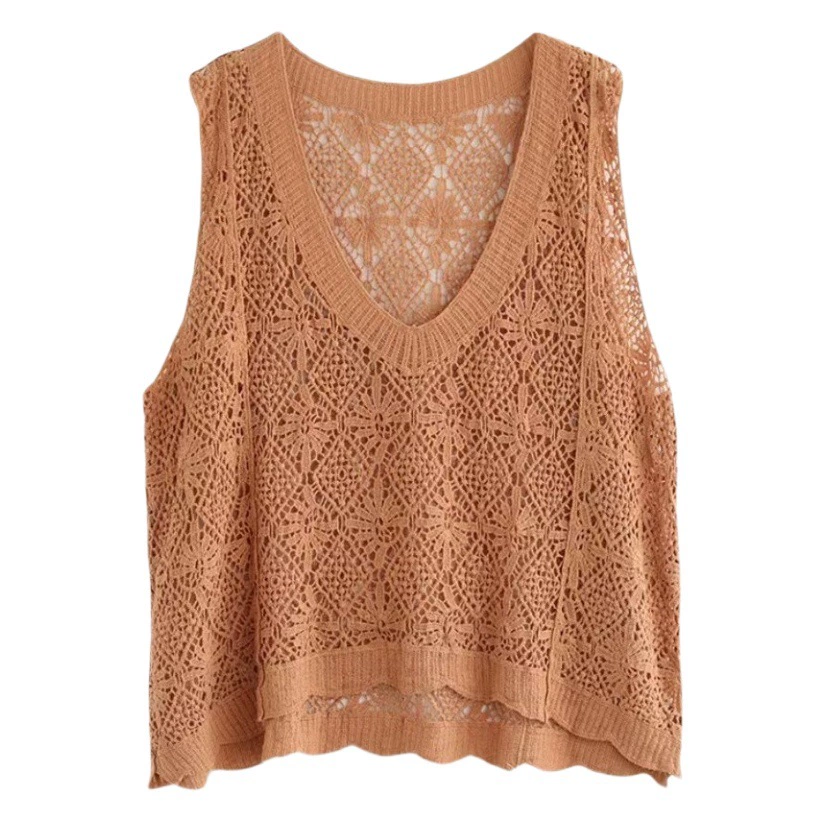 На весну, лето и осень женский полый жилет женский художественный Трикотажный жилет в западном стиле, Свободный жилет больших размеров, жилет