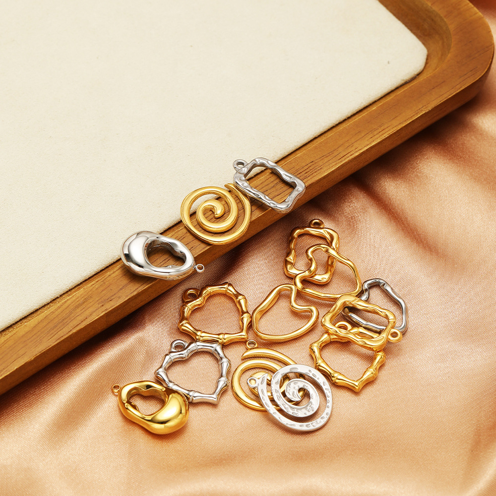 Pendant Jewelry Making Type 5 PCS/Package Diameter 20mm 304 Stainless Steel Heart Shape Spiral Pendant