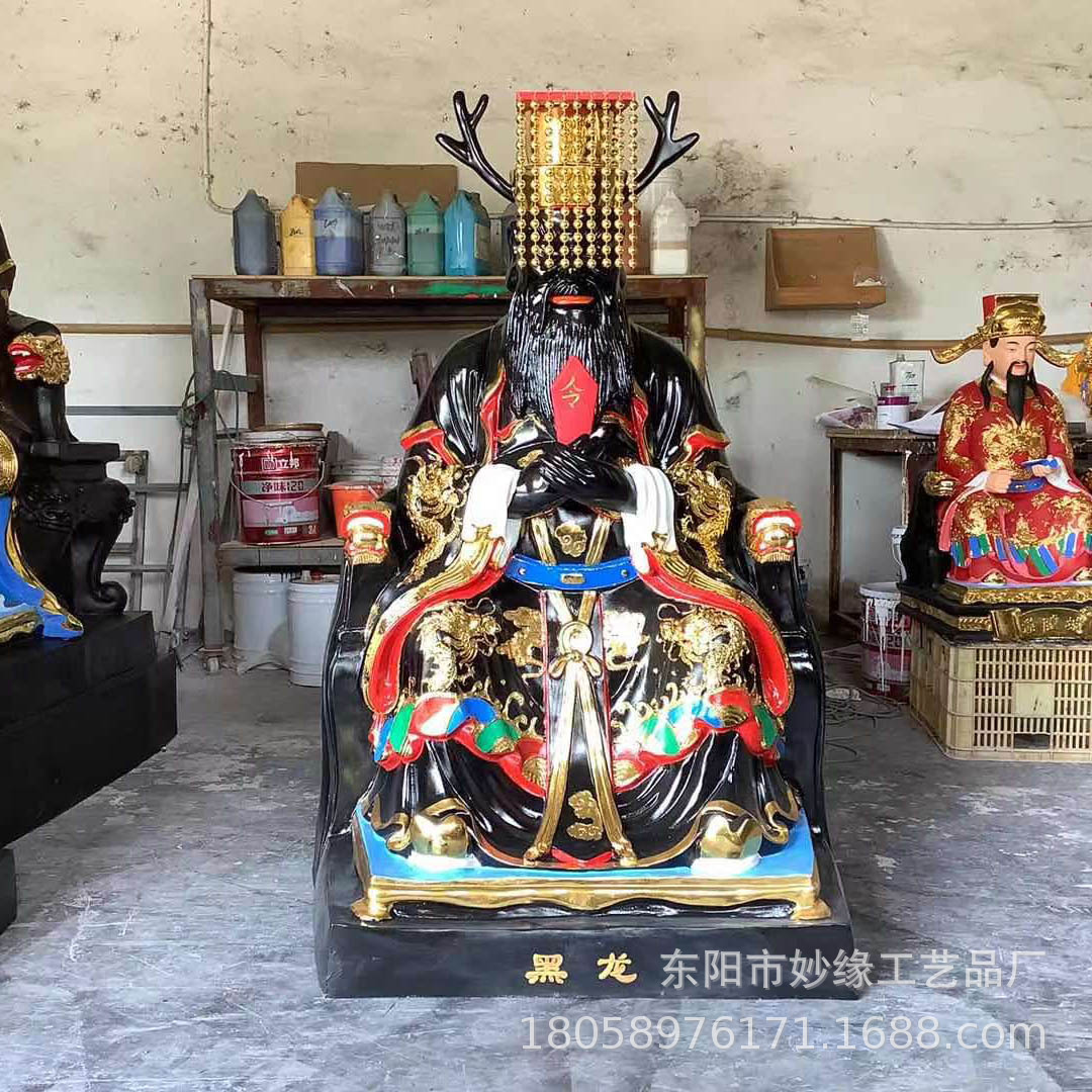 黑龙爷神像 寺庙供奉白龙神雕像图片 1.5米青龙爷神像