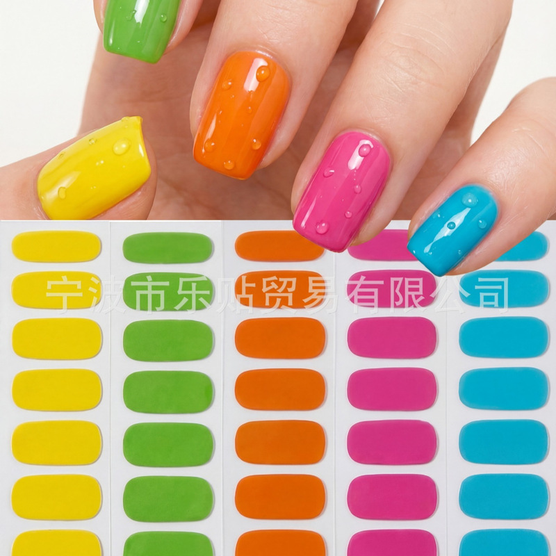 Summer Dopamine Color Series No-Bake Nail Stickers Nail Strips in Stock Cross-Border New Nail Stickers Cs-C Combination