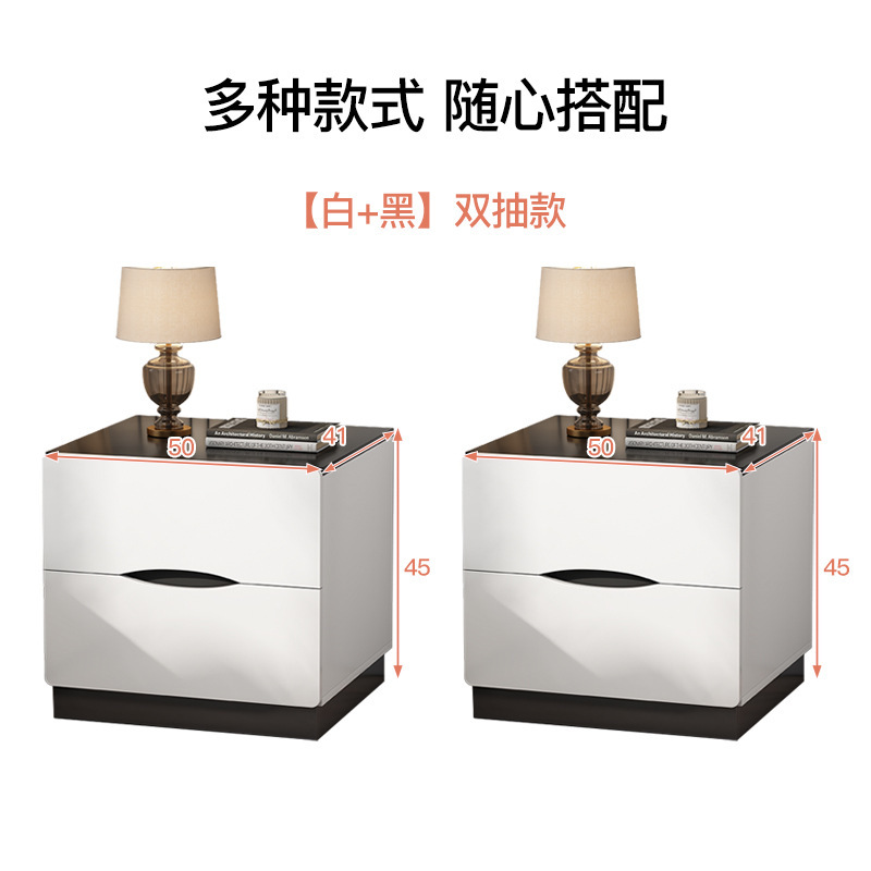 Mesa de cabecera italiana simple y lujosa moderna y alta sensación de estante de almacenamiento simple y de gran capacidad gabinete de almacenamiento de dormitorio