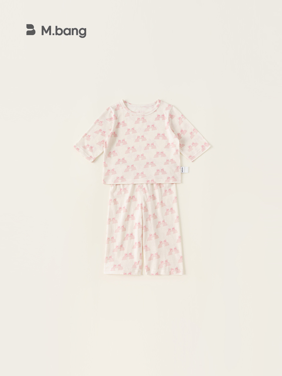 Yubao ropa para niños pijamas para niños verano estilo fino estampado de dibujos animados traje de servicio a domicilio bebé de dos piezas XT24362