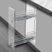 现货极窄双层线款调味篮厨房抽屉缓冲阻尼收纳置物架侧拉篮带缓冲