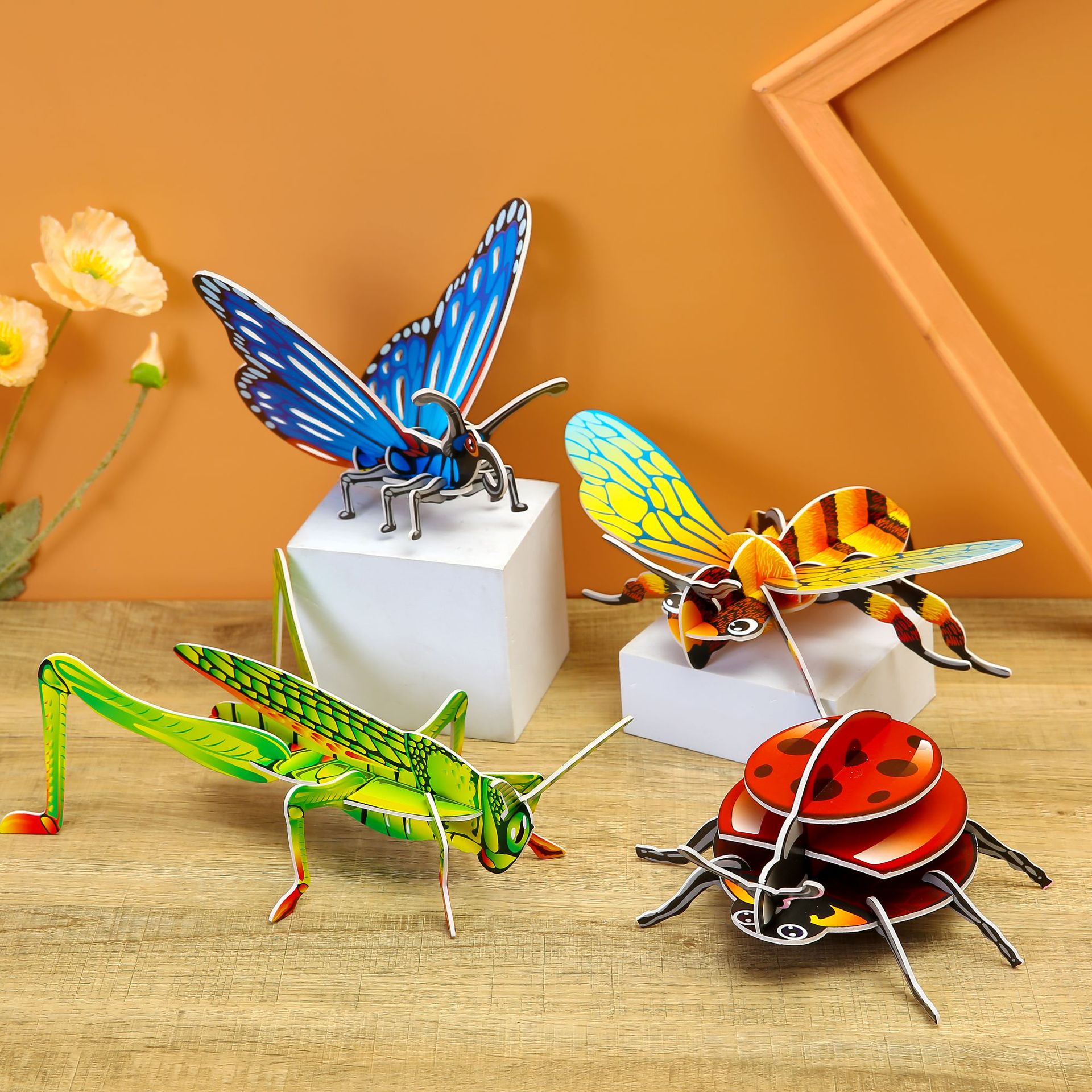 昆虫3D纸质立体拼图幼儿园手工diy儿童早教益智玩具批发