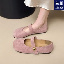 软底奶奶鞋2025夏季新款韩版平底浅口一字带单鞋配裙子豆豆鞋女鞋