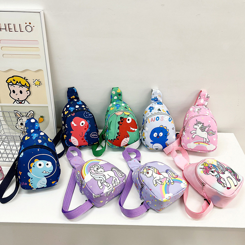 New cartoon children's chest bag, fashionable and cute, kindergarten school bag, toddler crossbody backpack, snack and toy bag.
