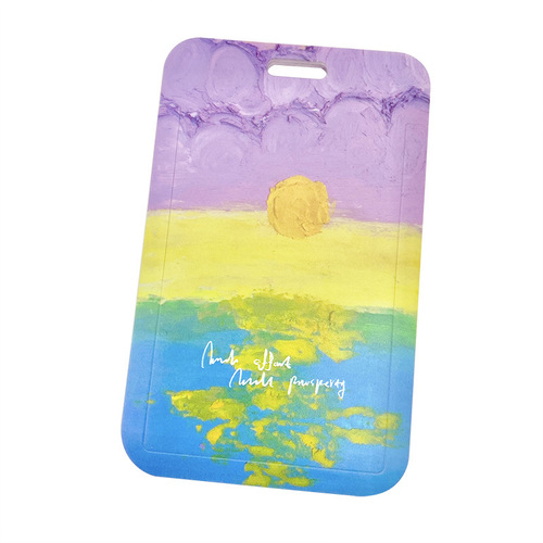 Oil painting scenery card set meal card student bus card school badge badge school badge protective cover transportation card strap lanyard