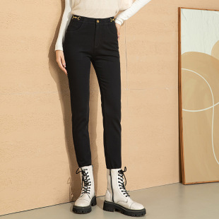 Small-Foot Jeans Women's Pants Autumn New Design High-Waist Slim Black Tight Elastic Pencil Pants