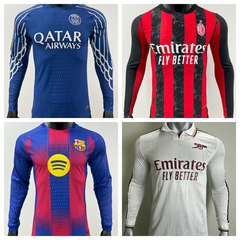 2526 New Football Uniforms Manchester United Ac Milan Barcelona Bayern Munich Liverpool Chelsea Long-Sleeved Sports Football Uniforms