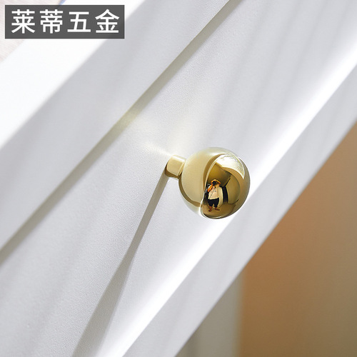 Brass Nordic style modern light luxury round ball silver chrome wardrobe door handle single hole cabinet drawer French handle