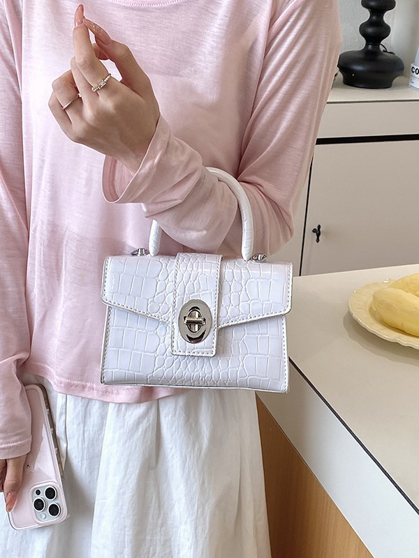 Niche Zhong alta textura portátil cocodrilo pequeño bolso cuadrado para mujeres 2026 nuevo estilo de moda versátil bolso de hombro coreano