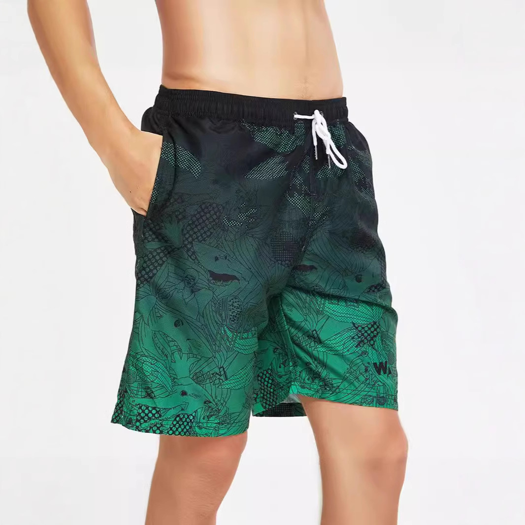 2024 New Cross-Border Amazon Five-Point Pants Quick-Drying Shorts Beach Surfing Gradient Color Men's Beach Pants