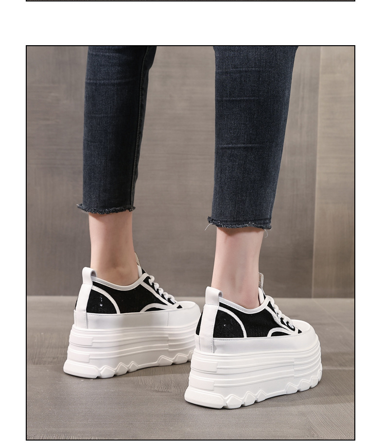 Giày sneaker nữ đế dày lưới thoáng khí phối trắng dễ mặc — Màu đen chi tiết 16