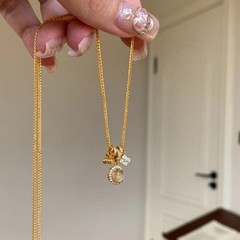 s925纯银轻奢水沫玉点钻四叶草项链时尚气质小众设计高级感锁骨链