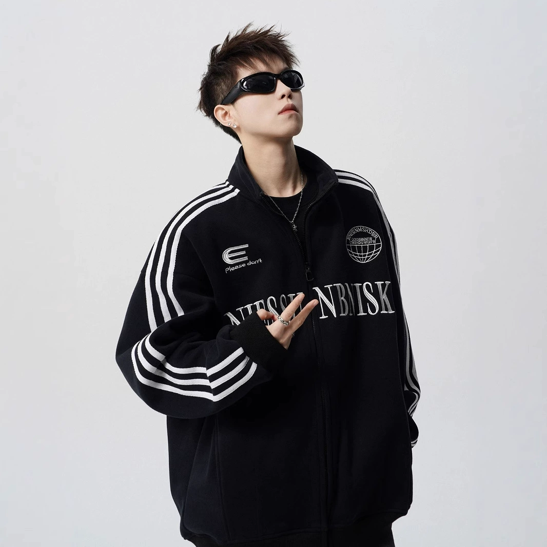 Американская повседневная куртка в полоску мужская весенняя приливная карточка с принтом куртка vibe High Street дикий кардиган пара свитер