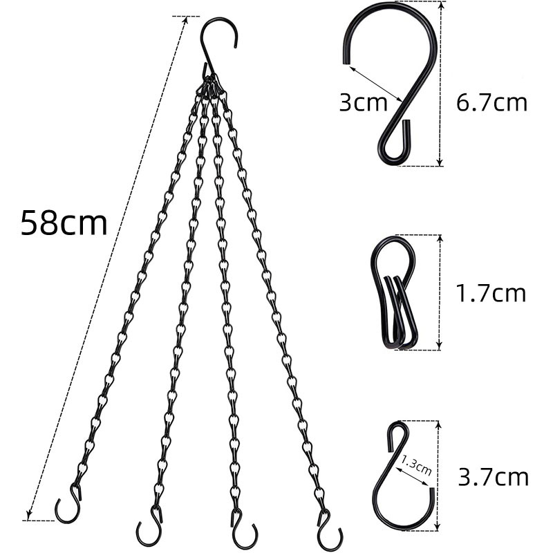 58cm跨境热卖黑色吊链挂链23英寸吊盆链条吊具盆栽花盆吊挂链条