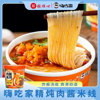 嗨吃家肉酱米线6桶非油炸夜宵小吃宿舍冲泡细米线速食张顺心