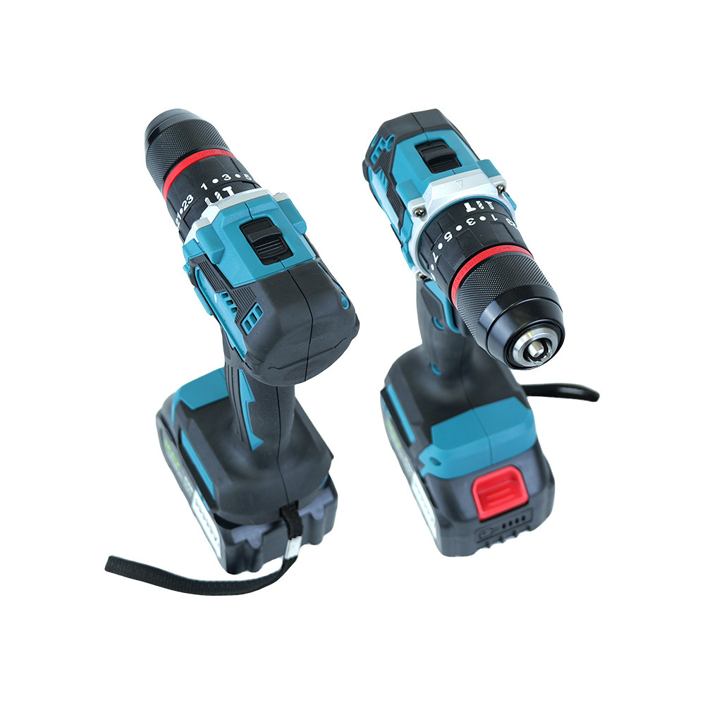Transfronterizo mayorista doméstico de litio eléctrico de doble velocidad taladro eléctrico destornillador taladro de impacto de mano taladro de alta potencia conjunto multifuncional