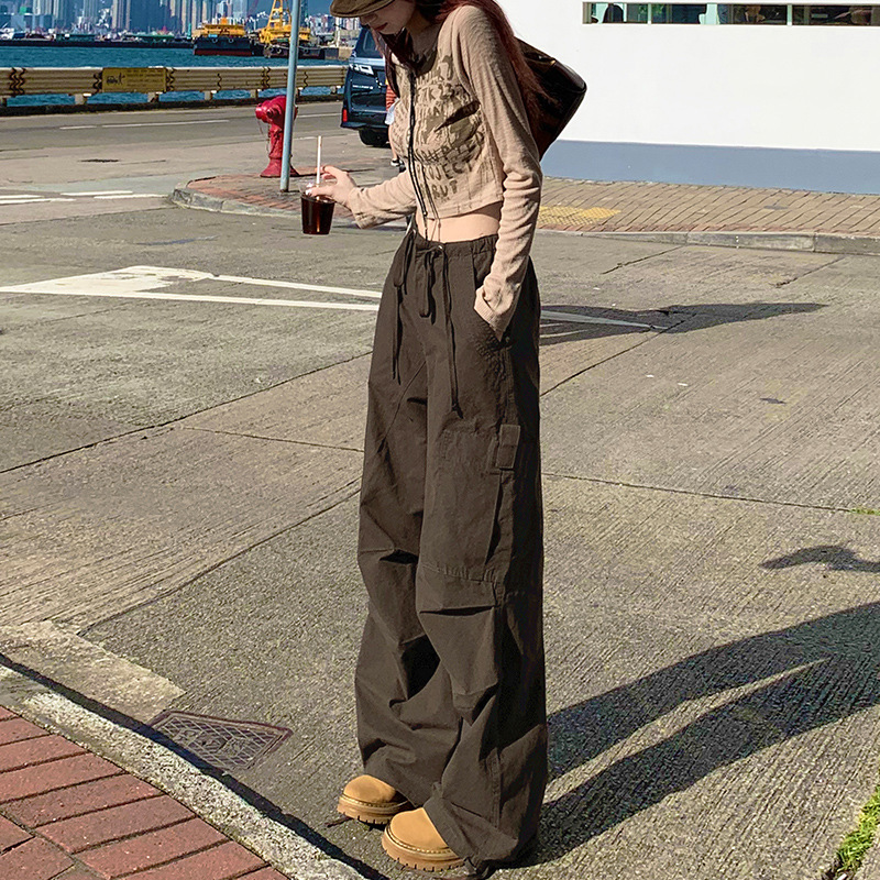 American-style High Street Wide-leg Overalls Women's Spring and Autumn 2025 New High Waist Spice Girls Staggeddon Straight Loose Casual Pants American-style High Street Wide-leg Overalls Women's Spring and Autumn 2025 New High Waist Spice Girls Staggeddon Straight Loose Casual Pants