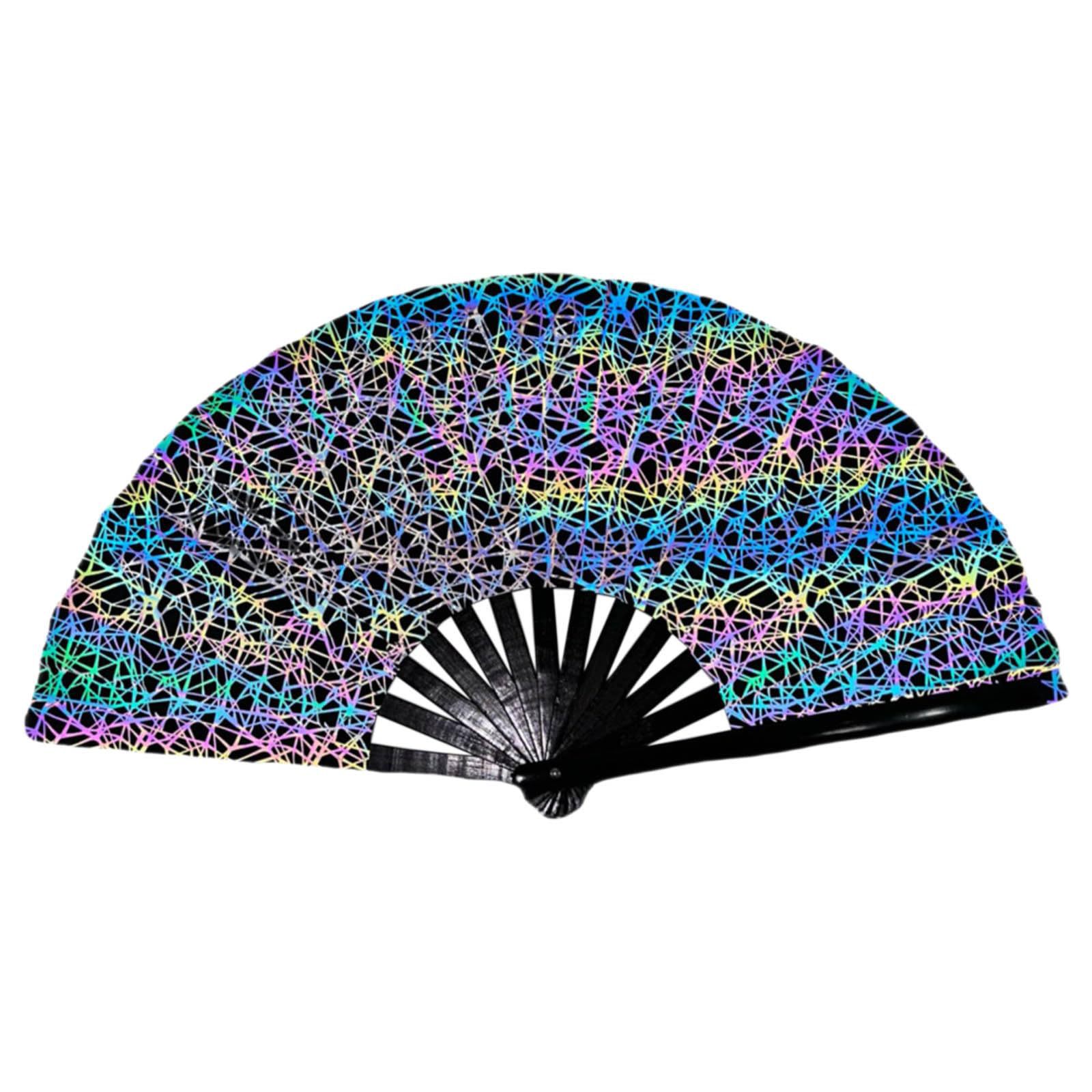 Fábrica de suministro de ventilador de tela reflectante, ventilador de kung fu de patrón de agua, ventilador de baile de banda sonora de gran tamaño