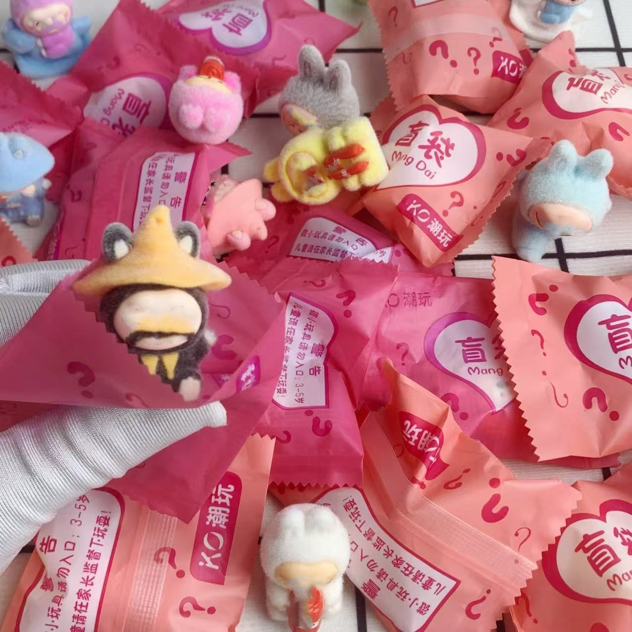 Flocked three-dimensional doll blind bag