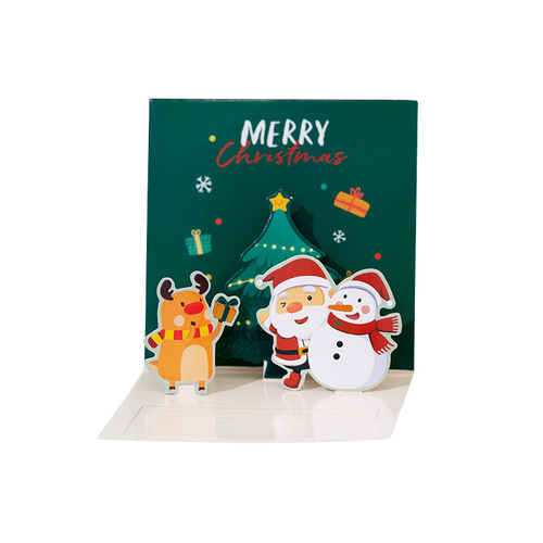 New Christmas handwritten three-dimensional greeting card thank you card Christmas ins style folding card paper card envelope set