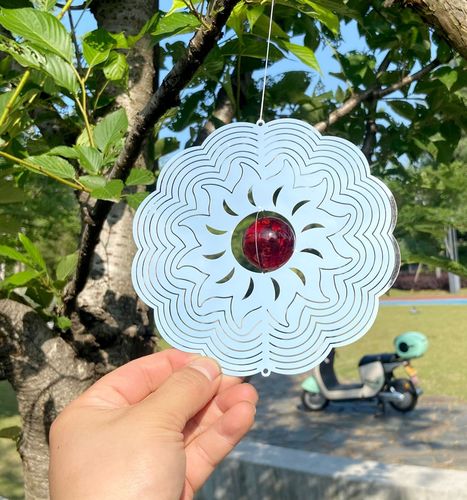 kinetic stainless steel rotating wind chime 3D metal sheet hummingbird wind wheel garden courtyard decorative art