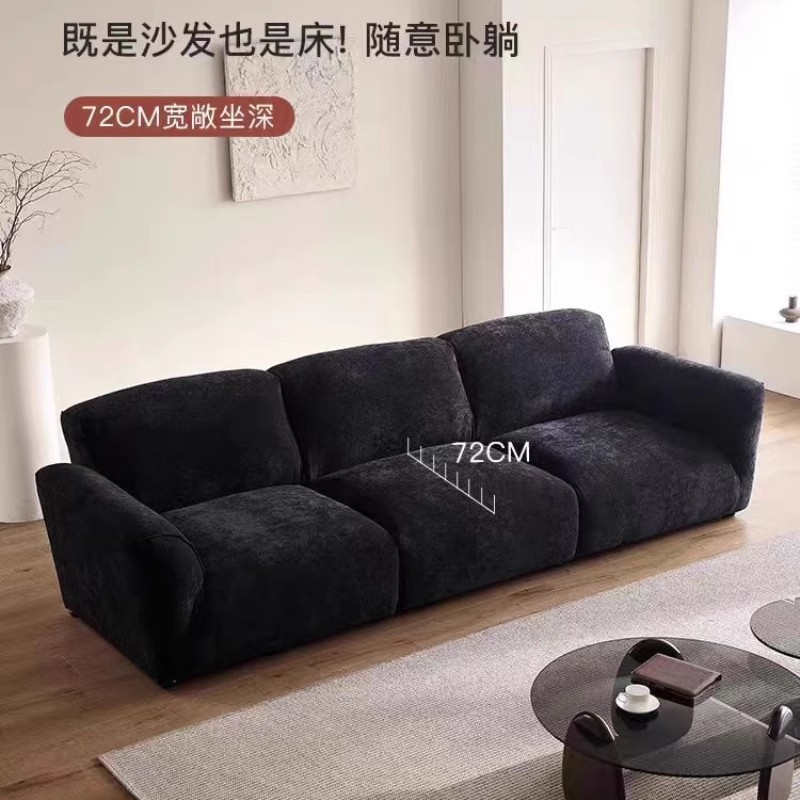 Sofá de sala de estar simple línea de tres personas pequeño tipo de casa Chenille gran silencioso pequeño tipo de casa tela Chenille
