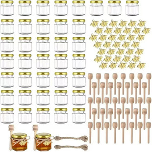 Amazon Sealed 45 Hexagonal Glass Bottle Honey Jam Bottle Chili Sauce Canned Mini Honey Bottled Cross-border