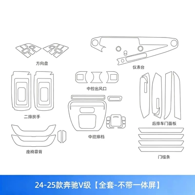 navigation screen tempered glass film, Car interior film - 24-25-mercedes-benz-v-class-full-set-without-integrated-screen