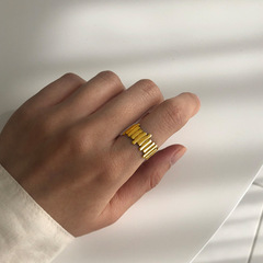 韓版ins小眾重工幾何型設計不規則線條戒指男女開口可調節指環女